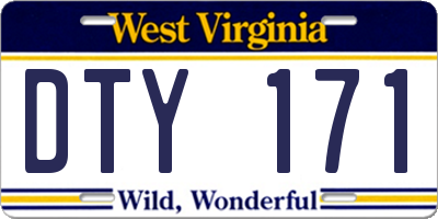 WV license plate DTY171