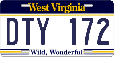 WV license plate DTY172