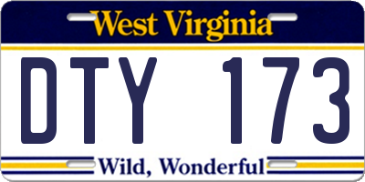 WV license plate DTY173