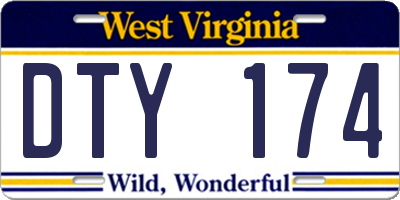 WV license plate DTY174