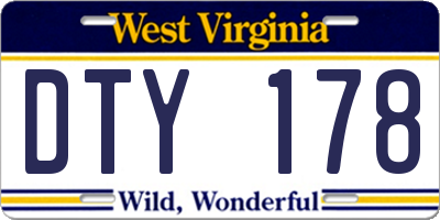 WV license plate DTY178