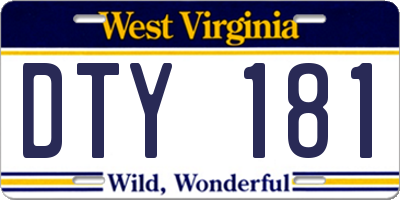 WV license plate DTY181