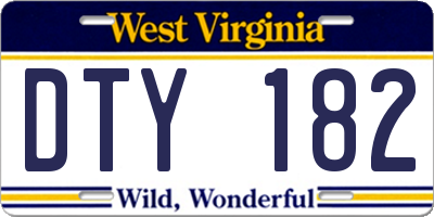 WV license plate DTY182