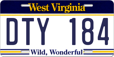 WV license plate DTY184