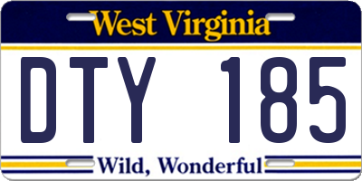 WV license plate DTY185
