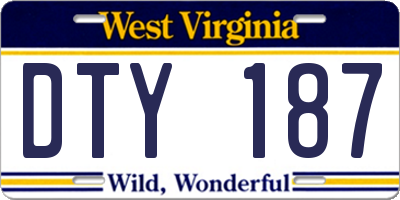 WV license plate DTY187