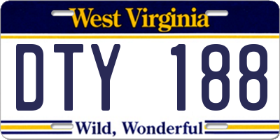 WV license plate DTY188