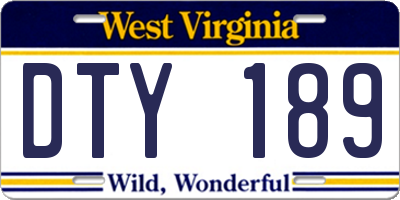 WV license plate DTY189