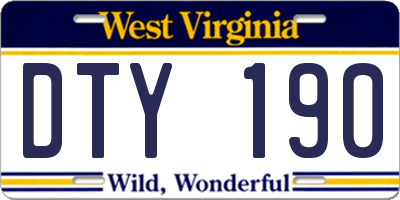 WV license plate DTY190