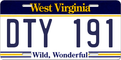 WV license plate DTY191