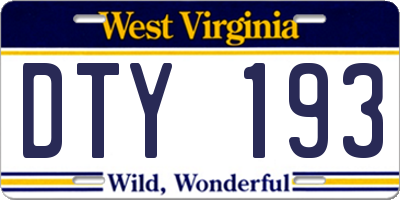 WV license plate DTY193