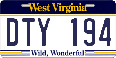 WV license plate DTY194