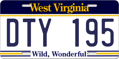 WV license plate DTY195