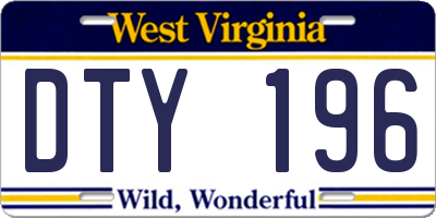 WV license plate DTY196
