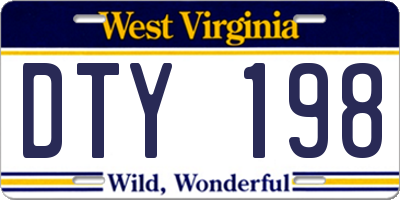 WV license plate DTY198