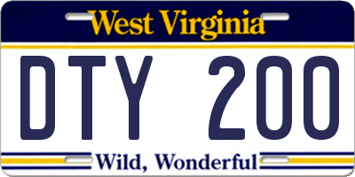 WV license plate DTY200