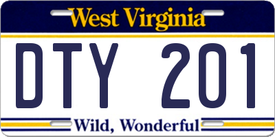 WV license plate DTY201