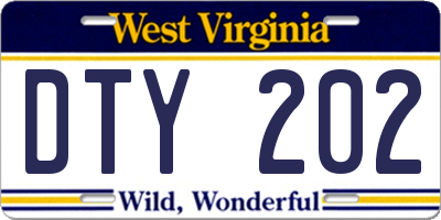 WV license plate DTY202