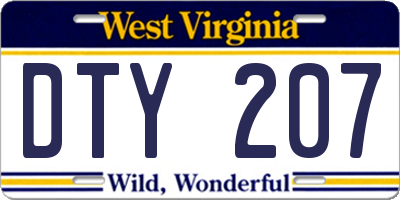 WV license plate DTY207