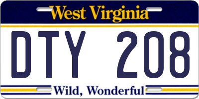 WV license plate DTY208