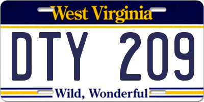 WV license plate DTY209