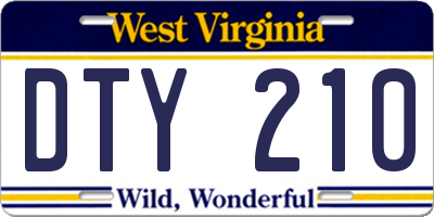 WV license plate DTY210