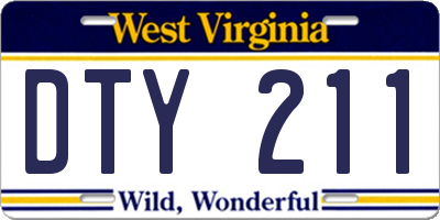 WV license plate DTY211