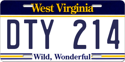 WV license plate DTY214