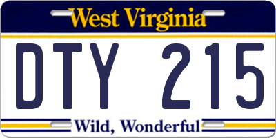 WV license plate DTY215