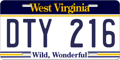 WV license plate DTY216