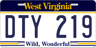 WV license plate DTY219