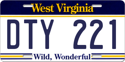 WV license plate DTY221