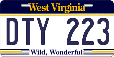 WV license plate DTY223