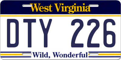 WV license plate DTY226