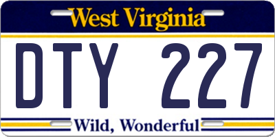 WV license plate DTY227