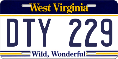 WV license plate DTY229