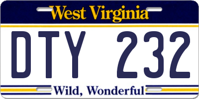 WV license plate DTY232
