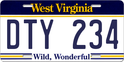 WV license plate DTY234