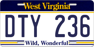 WV license plate DTY236
