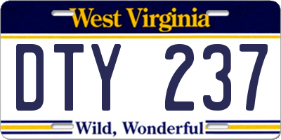 WV license plate DTY237