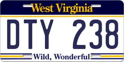 WV license plate DTY238