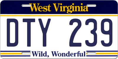 WV license plate DTY239