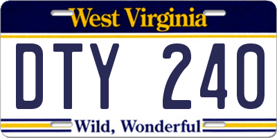WV license plate DTY240