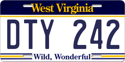 WV license plate DTY242