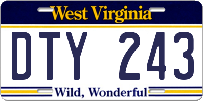 WV license plate DTY243