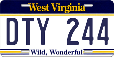 WV license plate DTY244