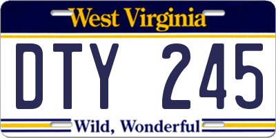 WV license plate DTY245