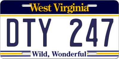 WV license plate DTY247