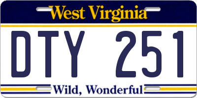 WV license plate DTY251