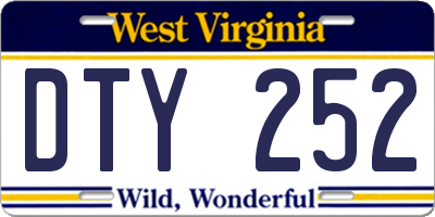 WV license plate DTY252